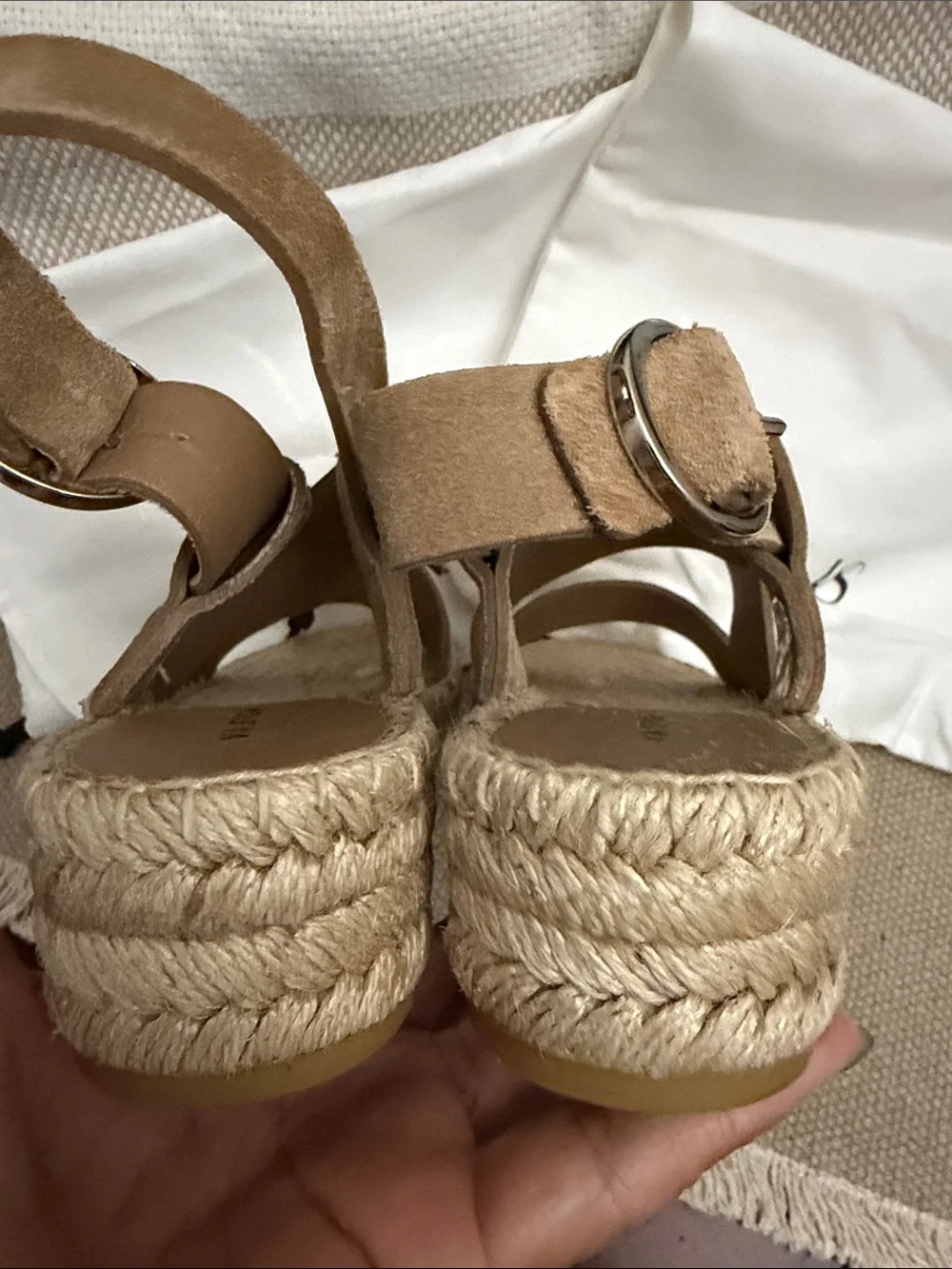 Via Spiga Tan Suede Espadrille Platform Sandals with dust bags